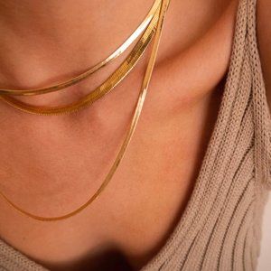 Beads by Tara 14K Gold Plated Herringbone Nile Necklace (16'')